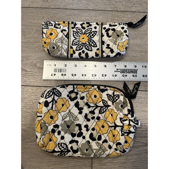Vera Bradley Go Wild yellow floral leopard satchel tote shoulder bag Makeup Bag - Picture 8 of 9
